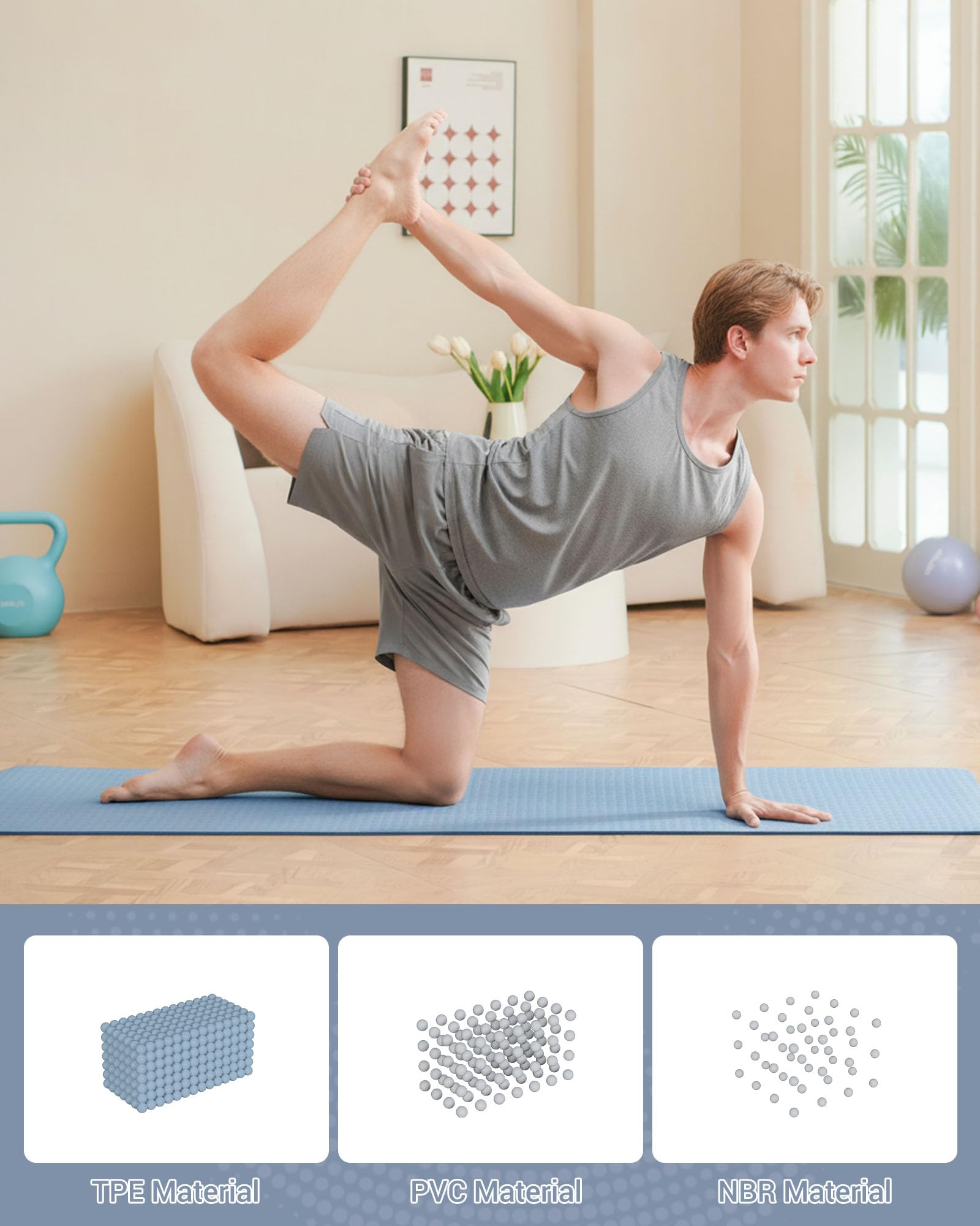 Good Nite Tappetino da ginnastica, yoga, fitness, antiscivolo, per allenamento, sport, turn, pilates, con tracolla, 183 x 61 x 0,6 cm