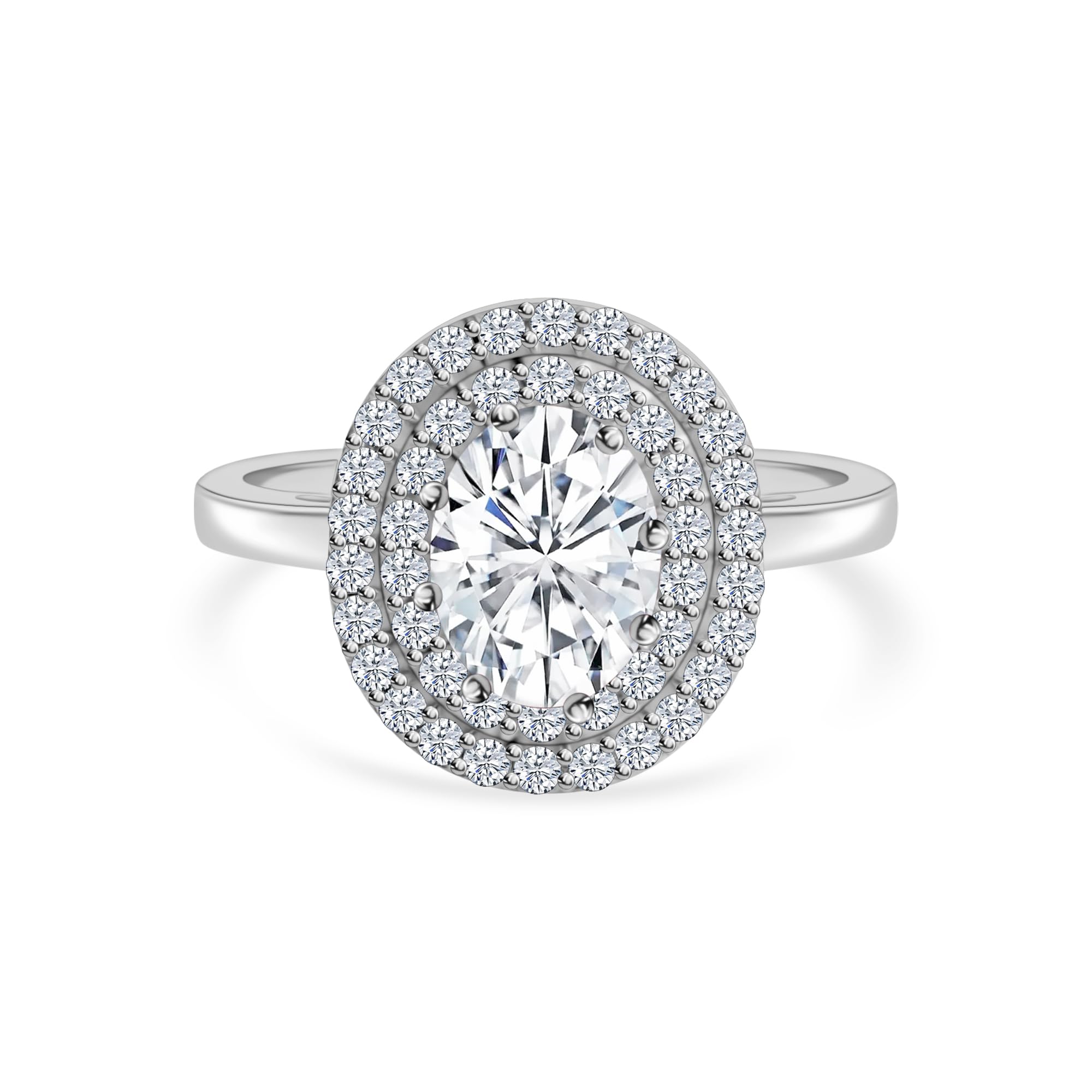 Ornate Jewels 925 Silver Oval Shape CZ American Diamond Solitaire Halo Ring for Women and Girls Birthday Marriage Anniversary Gift (B08319F4SF) Amazon Price History, Amazon Price Tracker