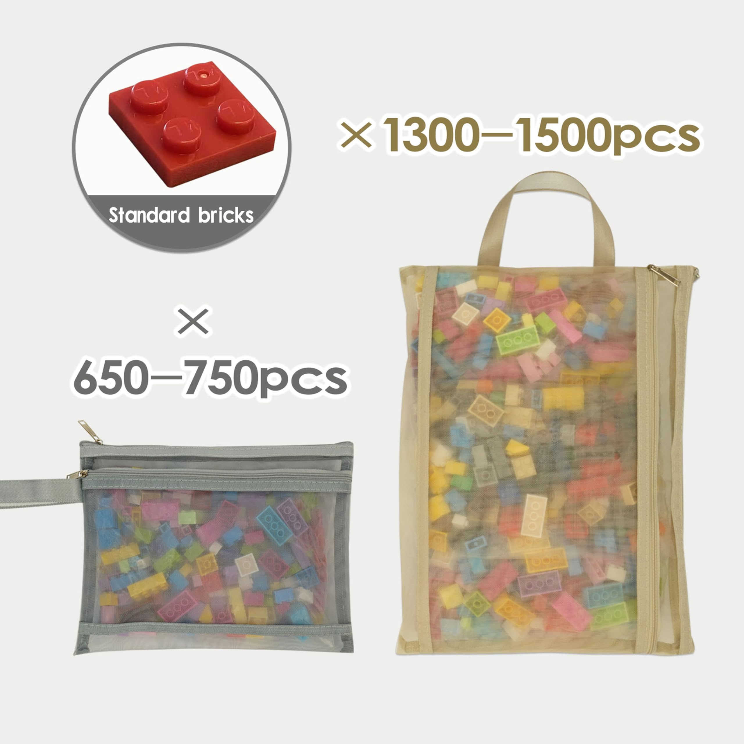 Sacchetti a rete con cerniera in 5 colori, 10 pezzi, formato A4, a doppio strato, in nylon, per riporre e organizzare giocattoli, traspirante, trasparente, con cerniera, con tasca per maniglia, per