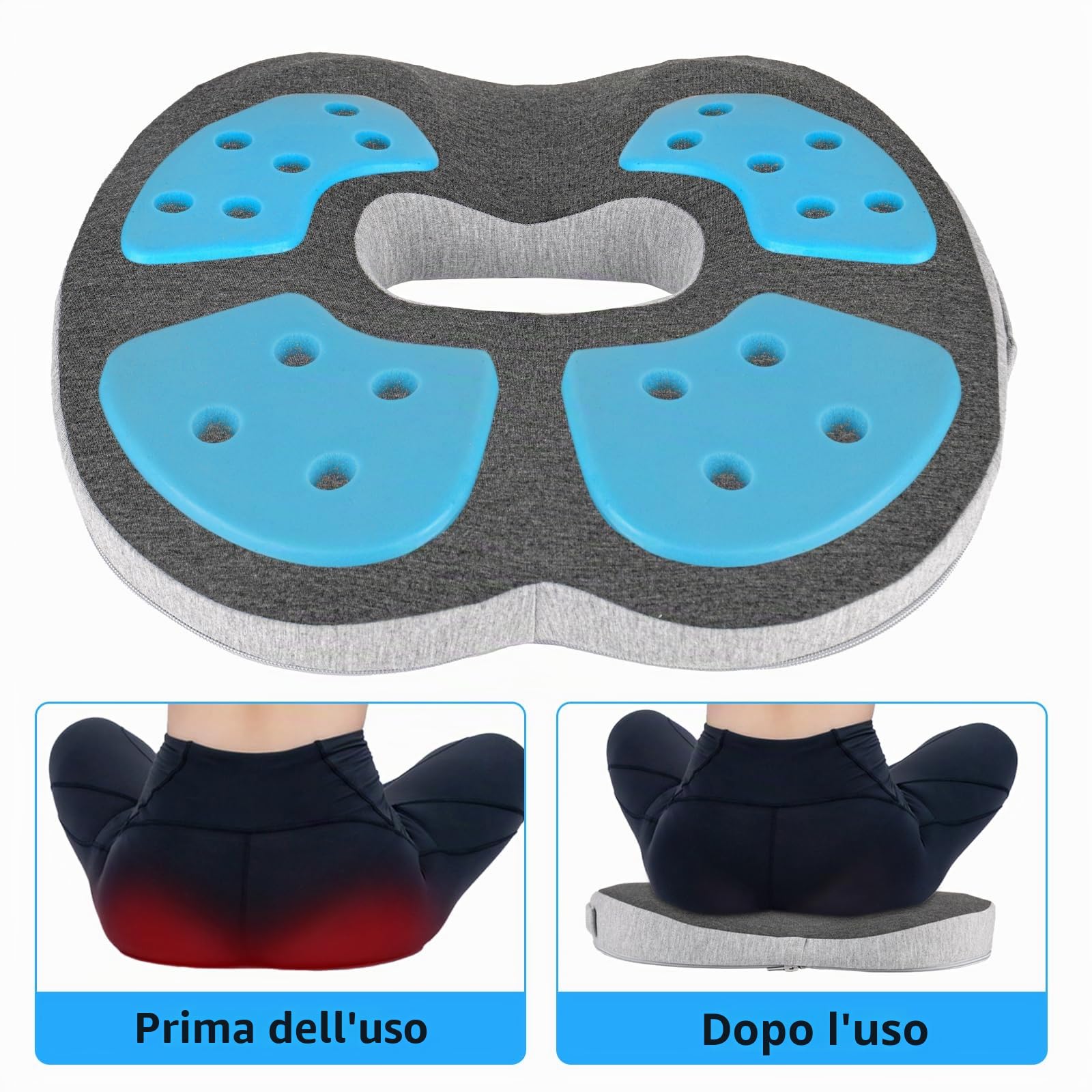 Cuscino da seduta per emorroidi, anello di seduta, cuscino per emorroidi, per alleviare efficacemente emorroidi, prostata, sciatica e mal di schiena, ideale per ufficio, auto e sedia a rotelle