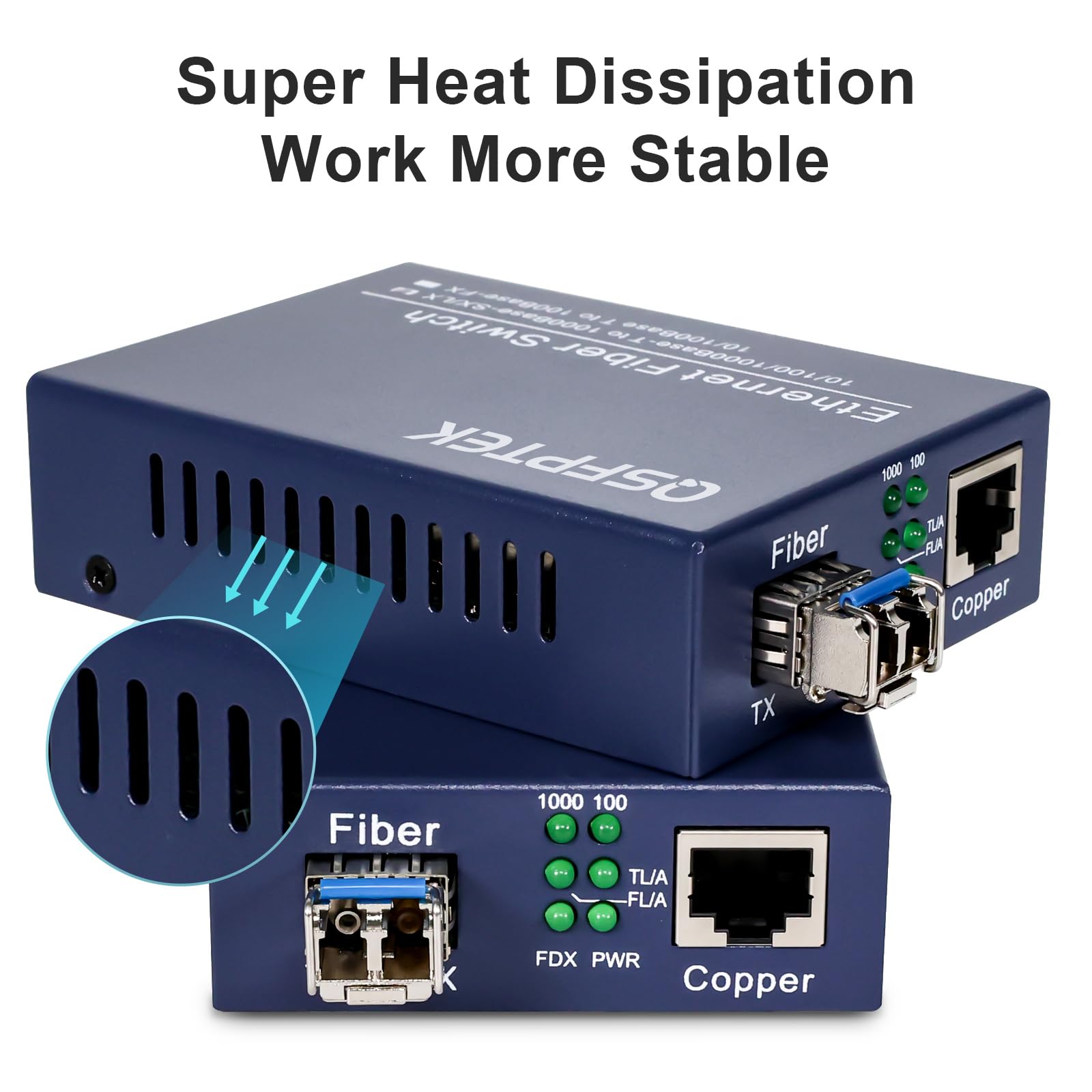 Convertitore multimediale Gigabit Ethernet a coppia, convertitore multimediale da Ethernet a fibra da rete 10/100/1000Mbps, con 2 moduli SFP 1000Base-LX (1,25 Gb/s, modalità singola, doppio LC, 1310
