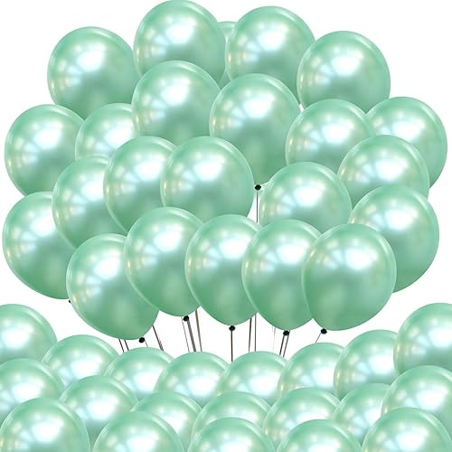100 globos de látex de 5 pulgadas, color verde menta perla, ideal para niños, cumpleaños de adultos, bodas, recepciones, baby showers, peleas de