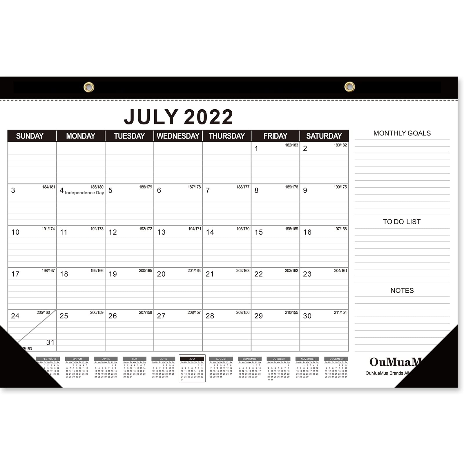 Desk Calendar Academic Year 2022-2023: Monthly Pages 17 x 11-1/2 Inches Runs from July 2022 through December 2023 - 18 Monthly Desk Calendar with Julian Dates for Home, School and Office