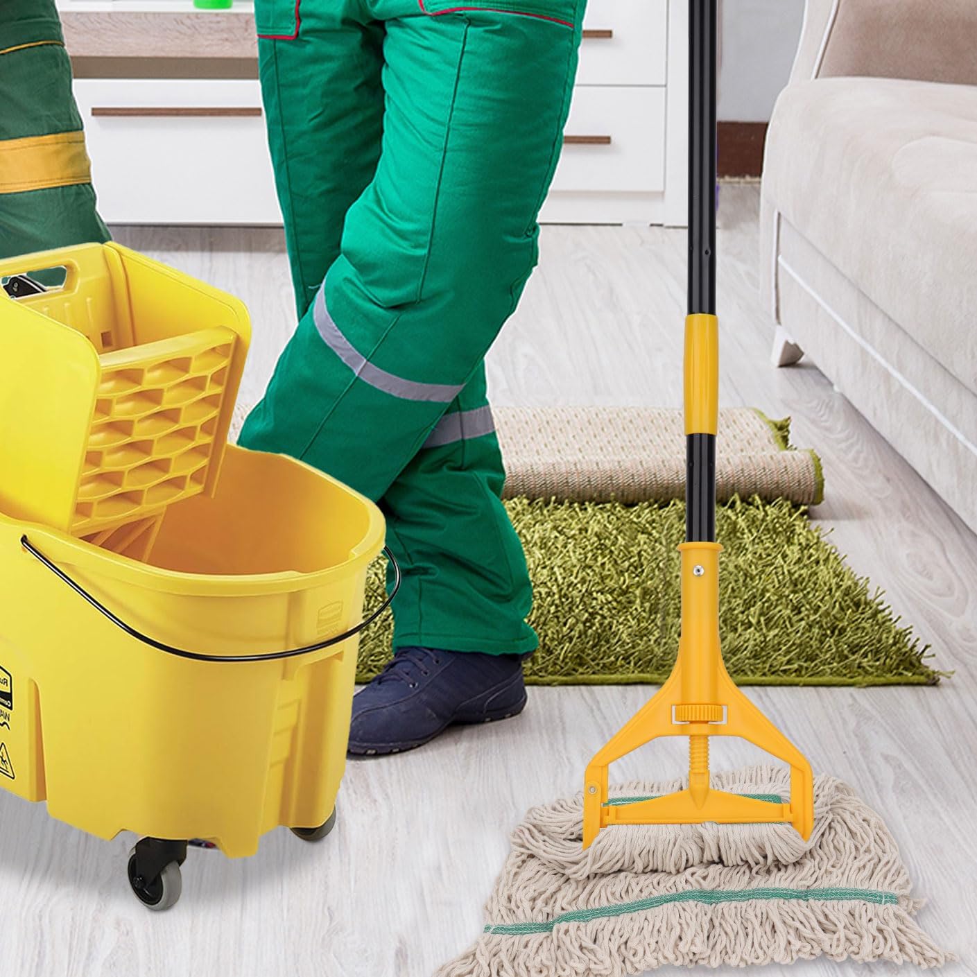 Commercial Heavy Duty Mop Heads Replacement: 6 Packs 20oz Industrial Wet Mop Head for Floor Cleaning - Commercial Products Looped End String Head Refills