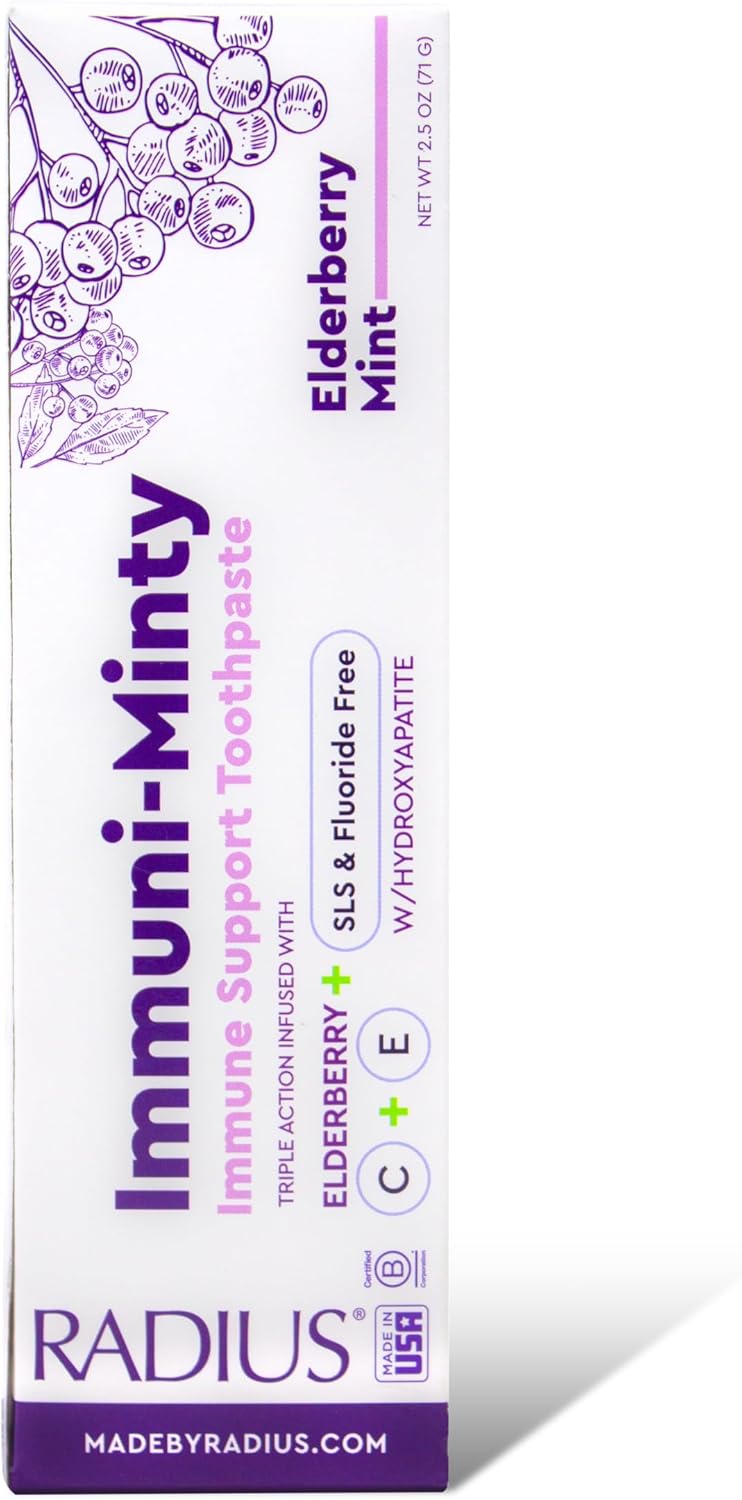 Radius ImmuniMinty Immune Support Toothpaste 2.5 Oz - Elderberry Mint - Pack of 3