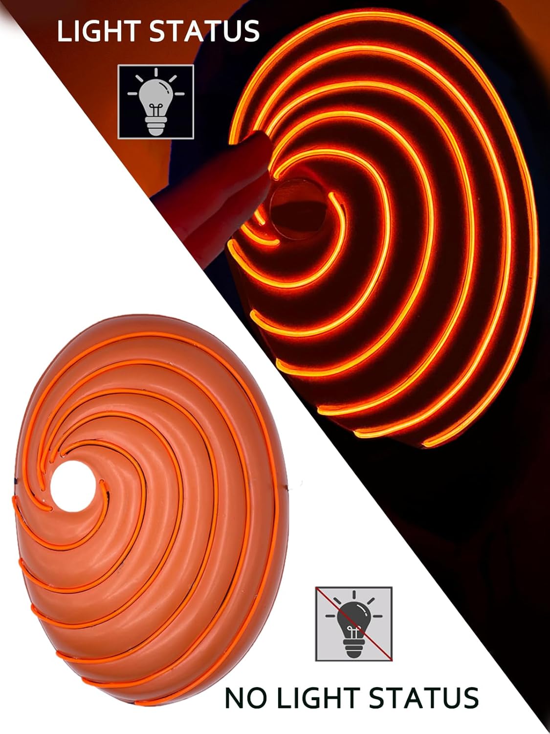 Kids LED Light Up Tobi Obito Mask Superhero Ninja Anime Uchiha