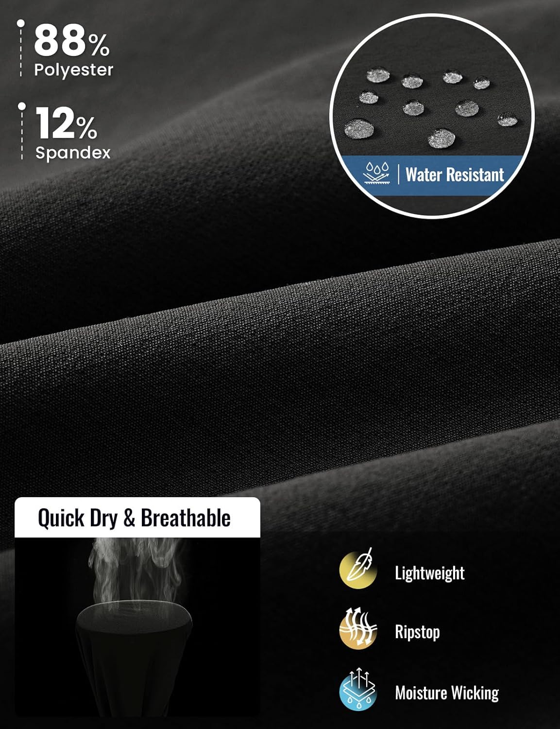 Rdruko Men's Stretch Golf Shorts 9" Quick Dry Lightweight Elastic Waist Waistband Flat Front Dress Shorts with 5 Pockets - Image 4