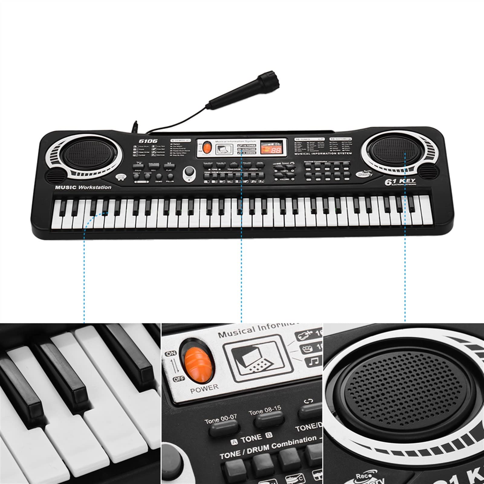 61 Tasti Tastiera Elettronica Per Pianoforte Digitale Con Microfono Per Studenti Musicali Per Gli Studenti Di Pianoforte Tastiera Pianoforte