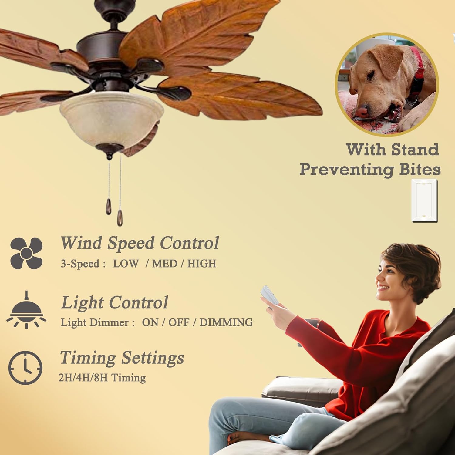 Smart Universal Ceiling Fan Wall Remote Control, 3 Speed, Light Dimmer,Dip Switch Compatible with Hampton Bay Hunter Wall Control