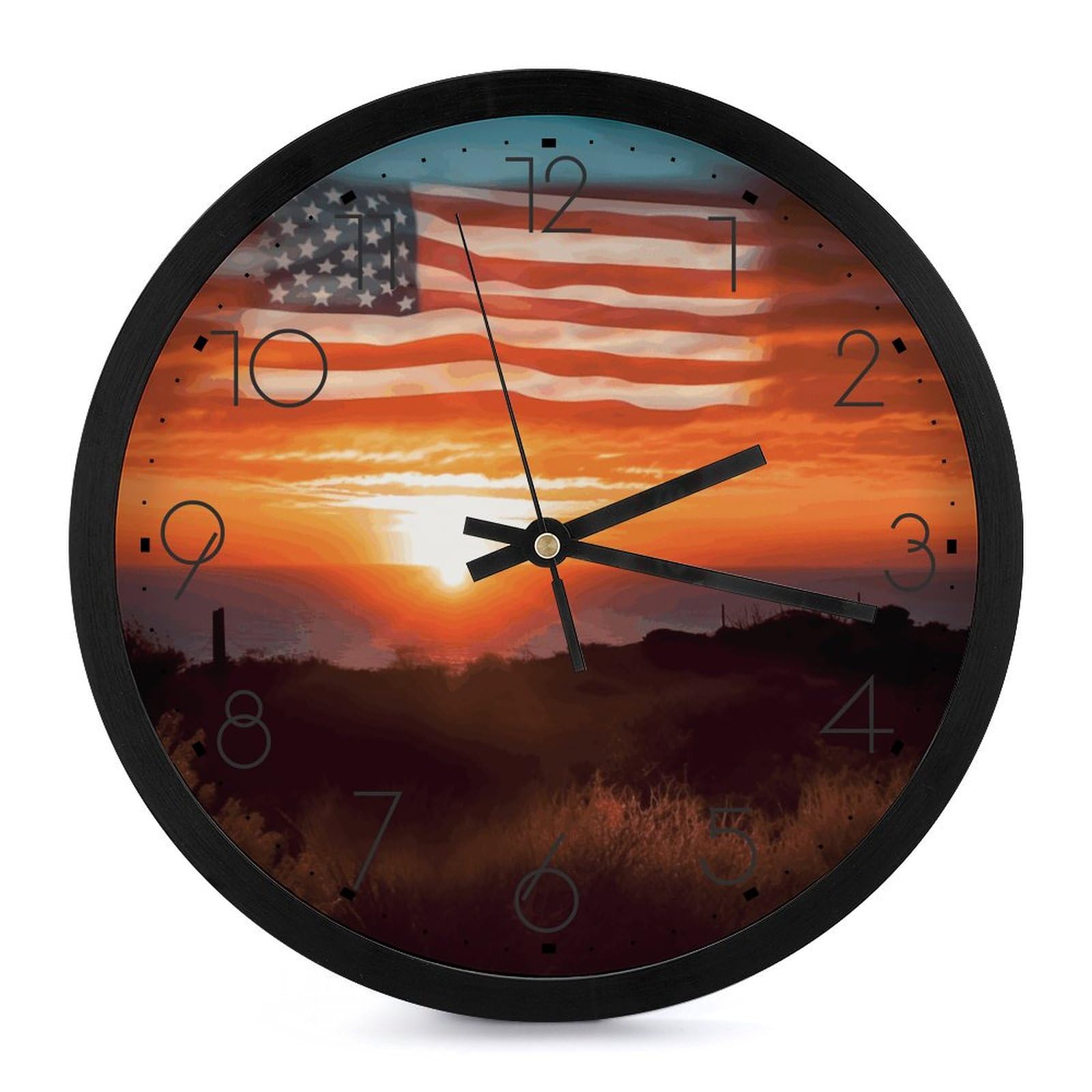 Horloge murale décorative drapeau américain pour une ambiance de salon chaleureuse