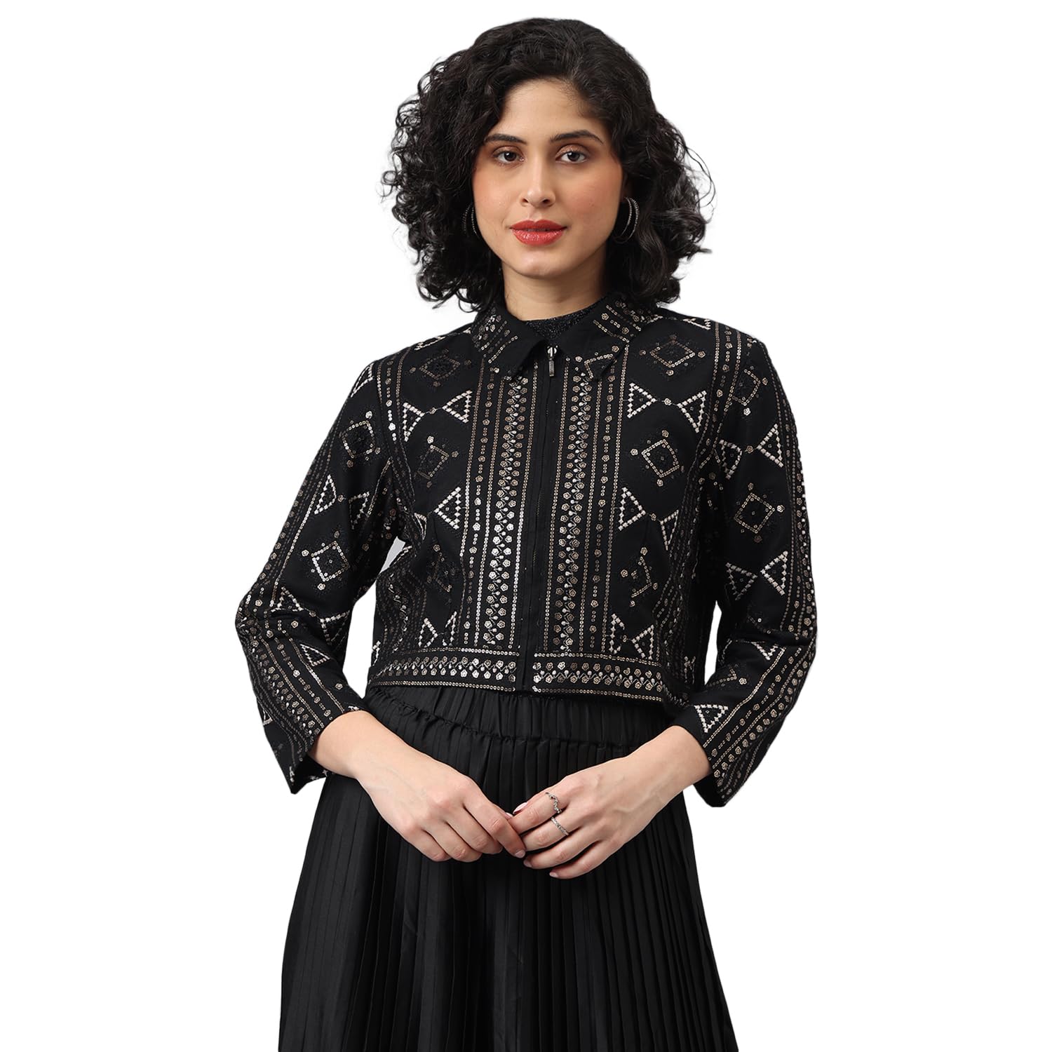 latin quarters Women Black Full Sleeve Embellished Party Jacket-picture-40