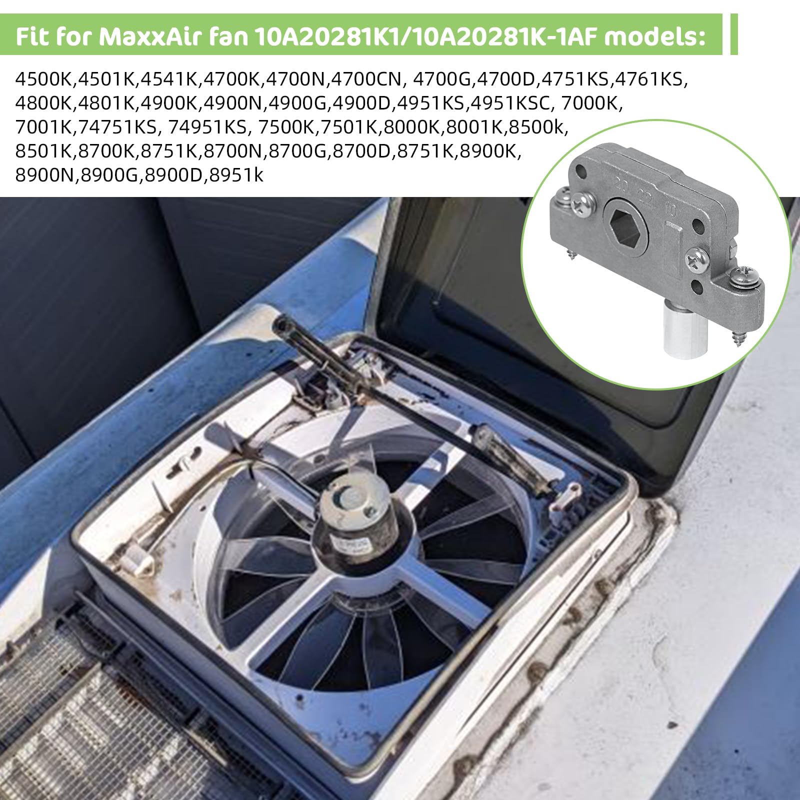 MaxxFan Piezas De Repuesto Estándar: MaxxAir Pro - Mecanismo De Operador De Engranajes De Repuesto Para Ventilador De Techo Compatible Con Electric Lift 10A20281K1 10-20281k-1AF