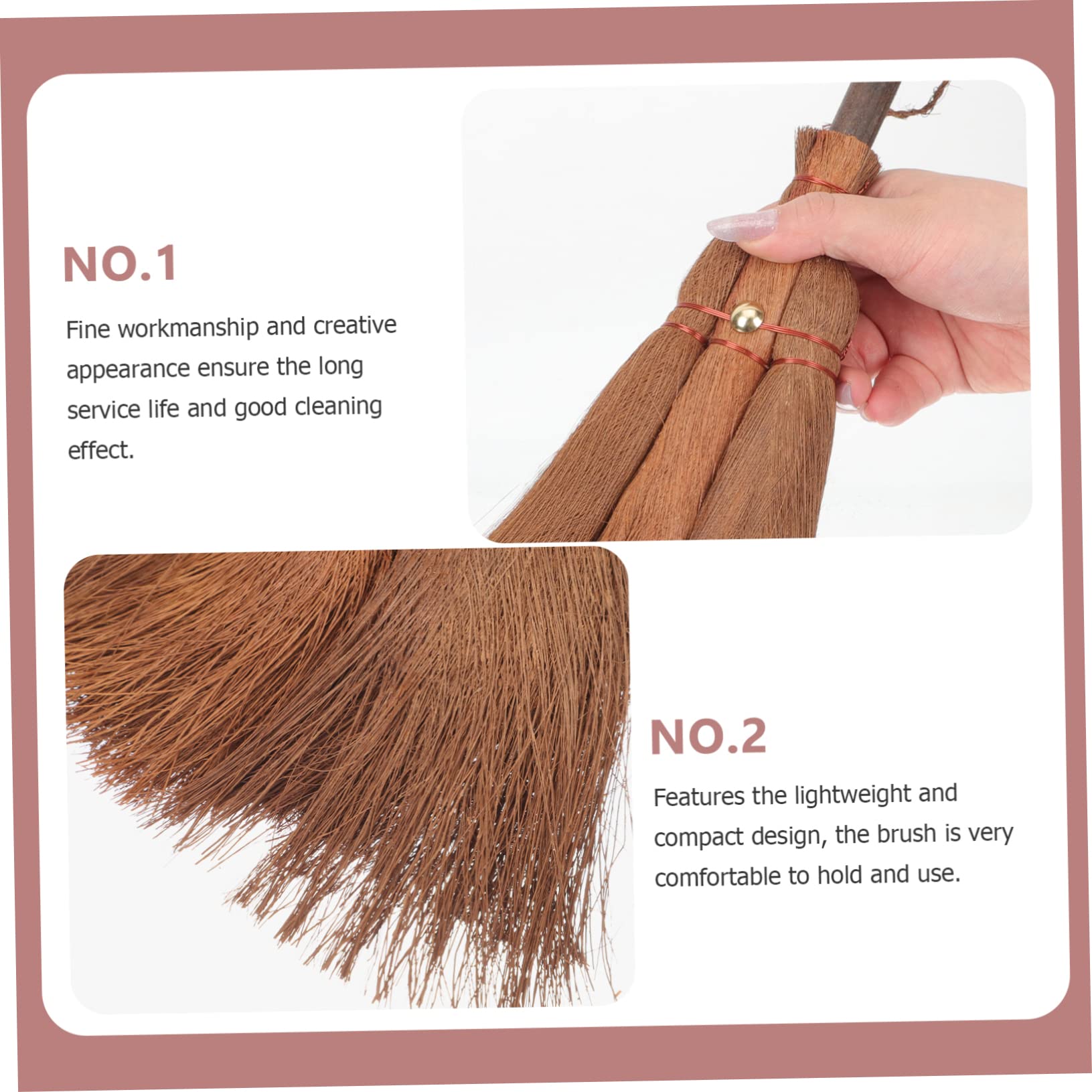 BEBEMOKO Manual Broom Small Cleaning Broom Bristle Dust Brush for Household Use