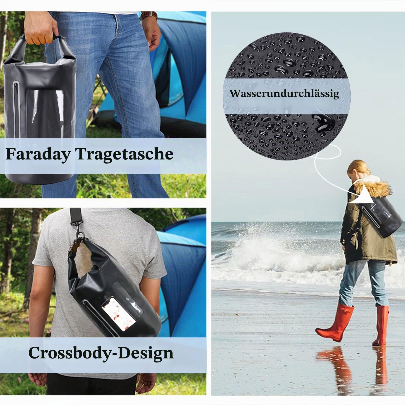 Hodufy Faraday Dry Bag Tote Tasche 15L & wasserdichte Handyhülle,Faraday Bag Laptop & Tablets,Innere Doppelschicht Blocker Tuch wasserdichte Tasche für EMP-Schild von Elektronischen Geräten Signal.