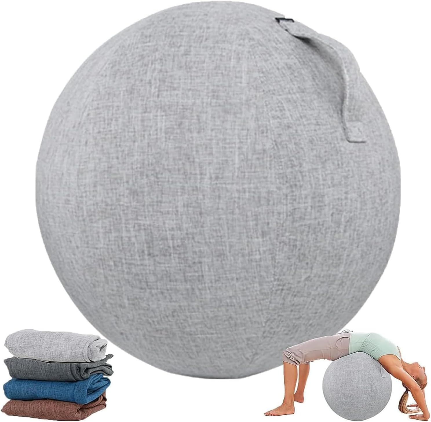 Yoga Chair with Stability Ball Cover, Exercise Ball Chair for Office And Desk, Yoga Ball Cover with Handle, Sitting Ball Chair Protection (Only Cover),gray,65cm
