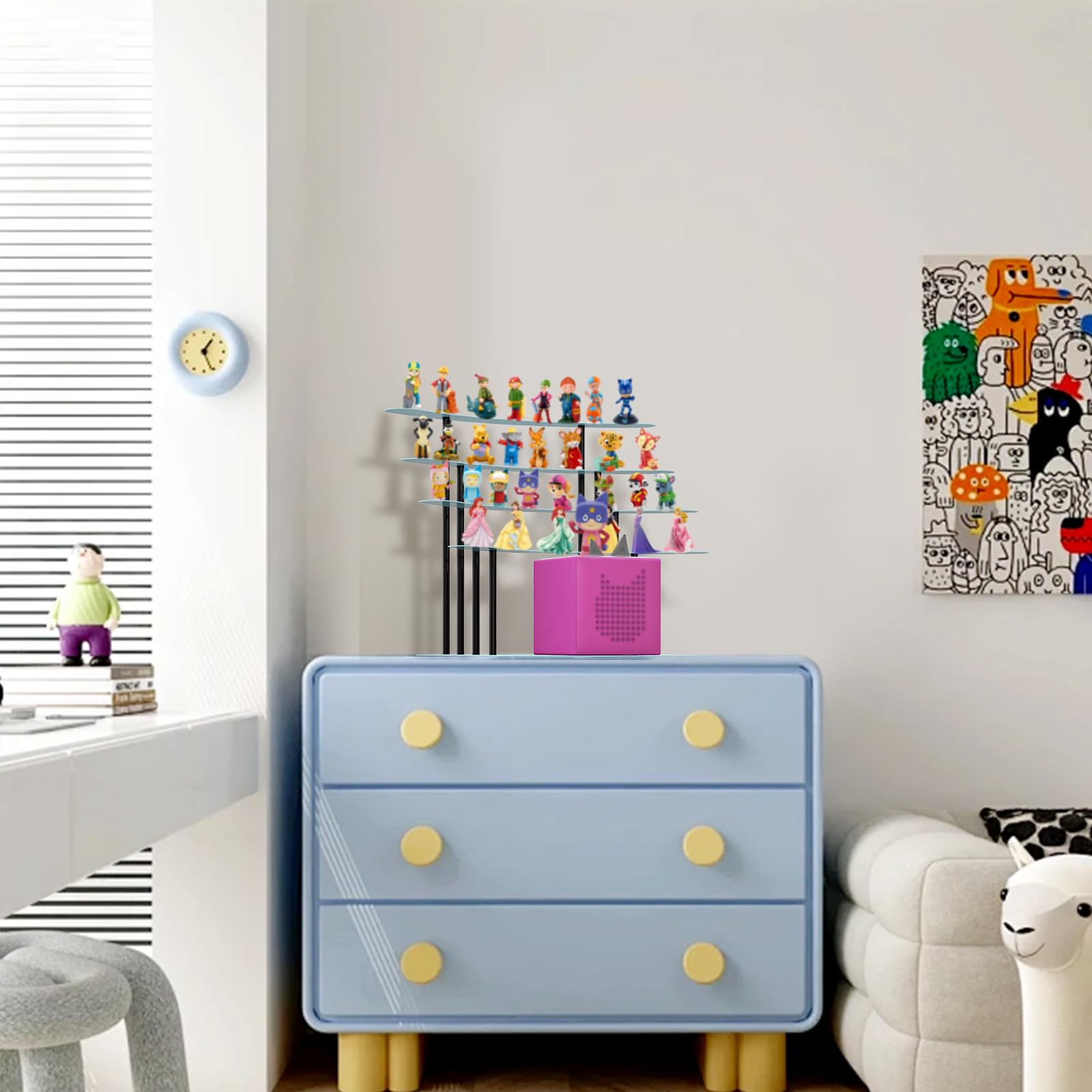 Scaffale per Tonies, in metallo, per Toniebox, per 30-40 personaggi, decorazione per la cameretta dei bambini, regalo per bambini (blu)