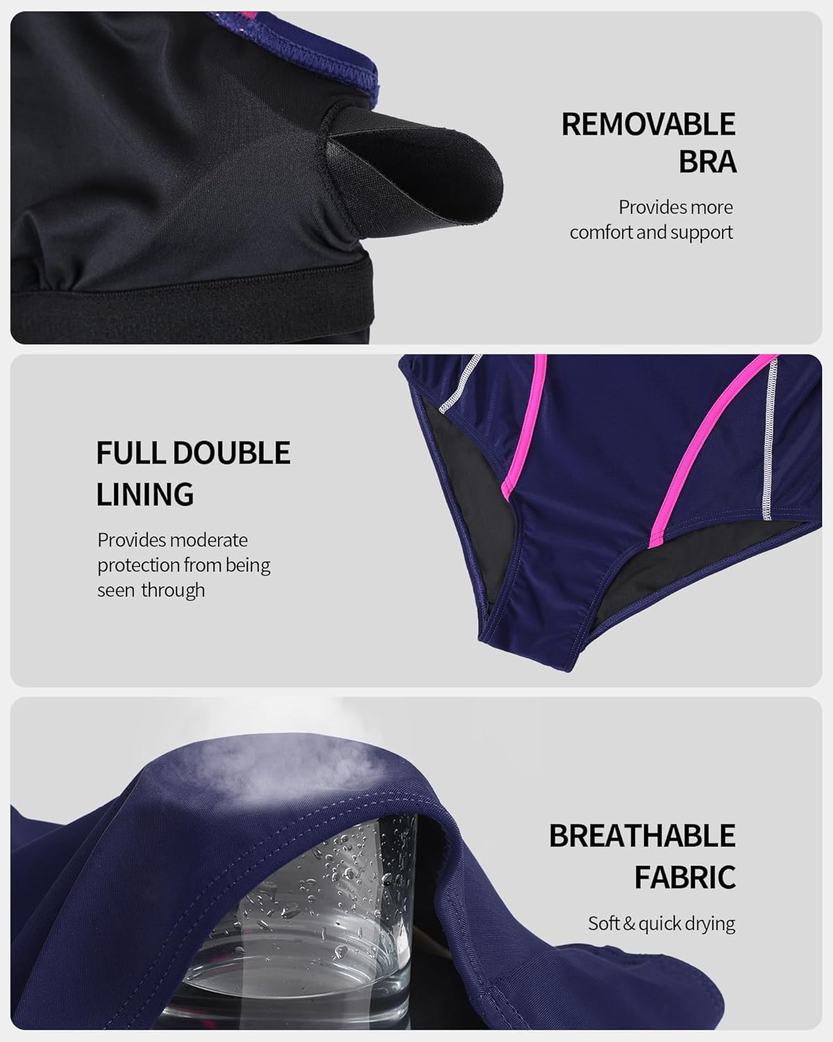 beautyin Women One Piece Athletic Lap Swimming Competition Racing Swimsuit - Image 4