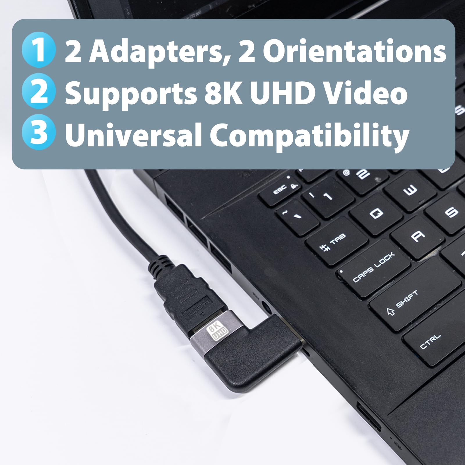 Cyberguys! Adattatore HDMI a 90 gradi, 2 pezzi, connettore accoppiatore HDMI ad angolo retto a 90° e 270°, per spazi ristretti, 8K a 60Hz, 4K a 120Hz, supporto 3D, compatibile con estensione 2.1