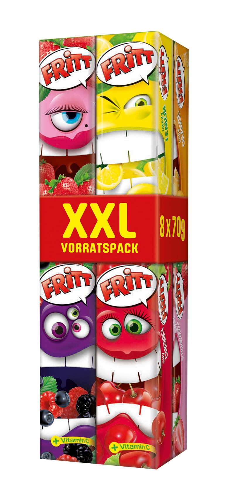 FRITT Frucht XXL 560g, Kaubonbon-Streifen mit Vitamin C, in 6 leckeren & fruchtigen Geschmacksrichtungen, für Ostern