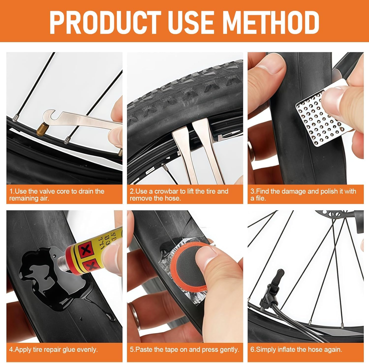 Kit Riparazione Forature Bici 56 Pezzi - Toppe Autoadesive, Levighe, Chiavi E Contenitore Portatile - 2