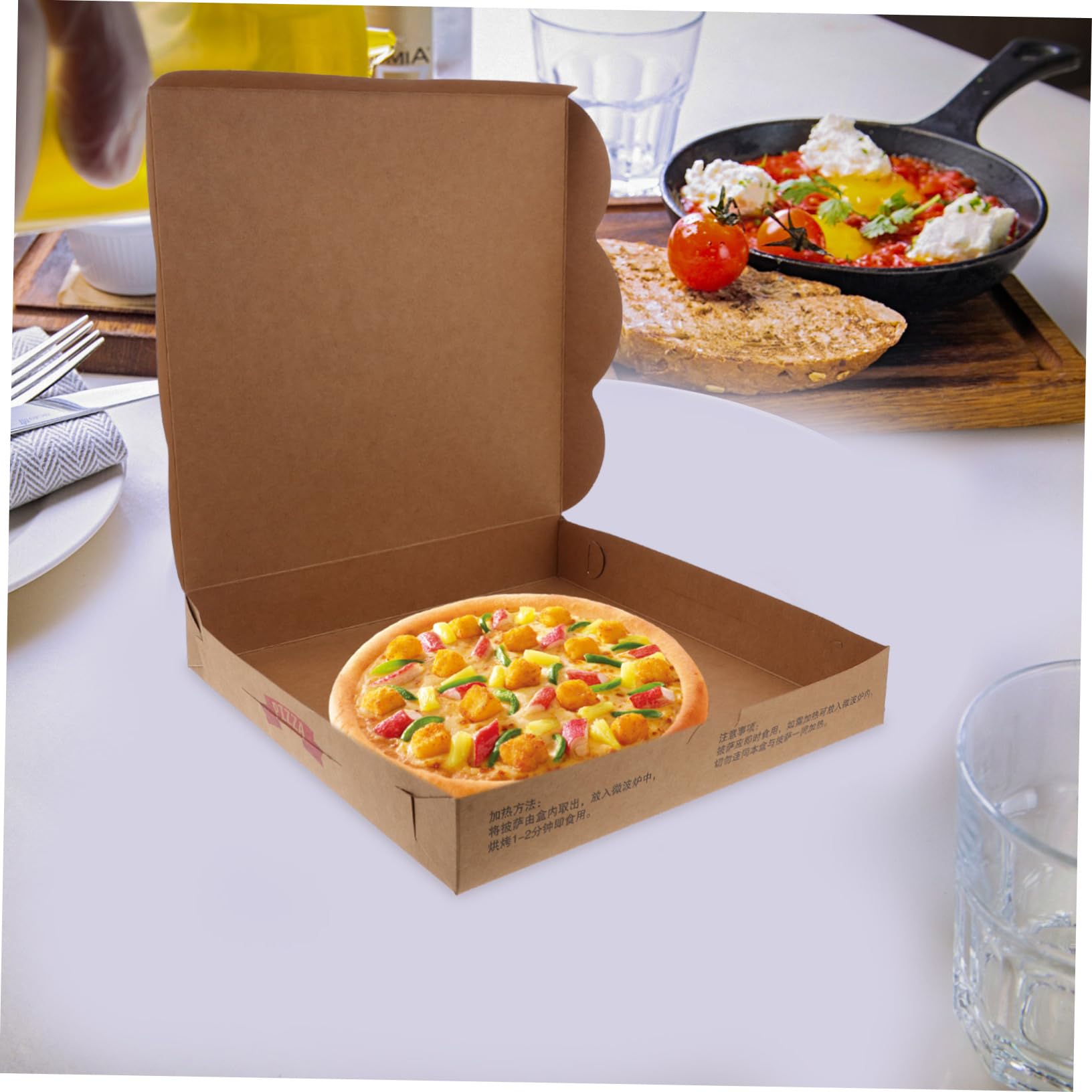 20 Cajas de Pizza de Papel para Llevar, Cierre Seguro y Uso Versátil, Ideales para Almacenar Pizza y Repostería en Uso Personal