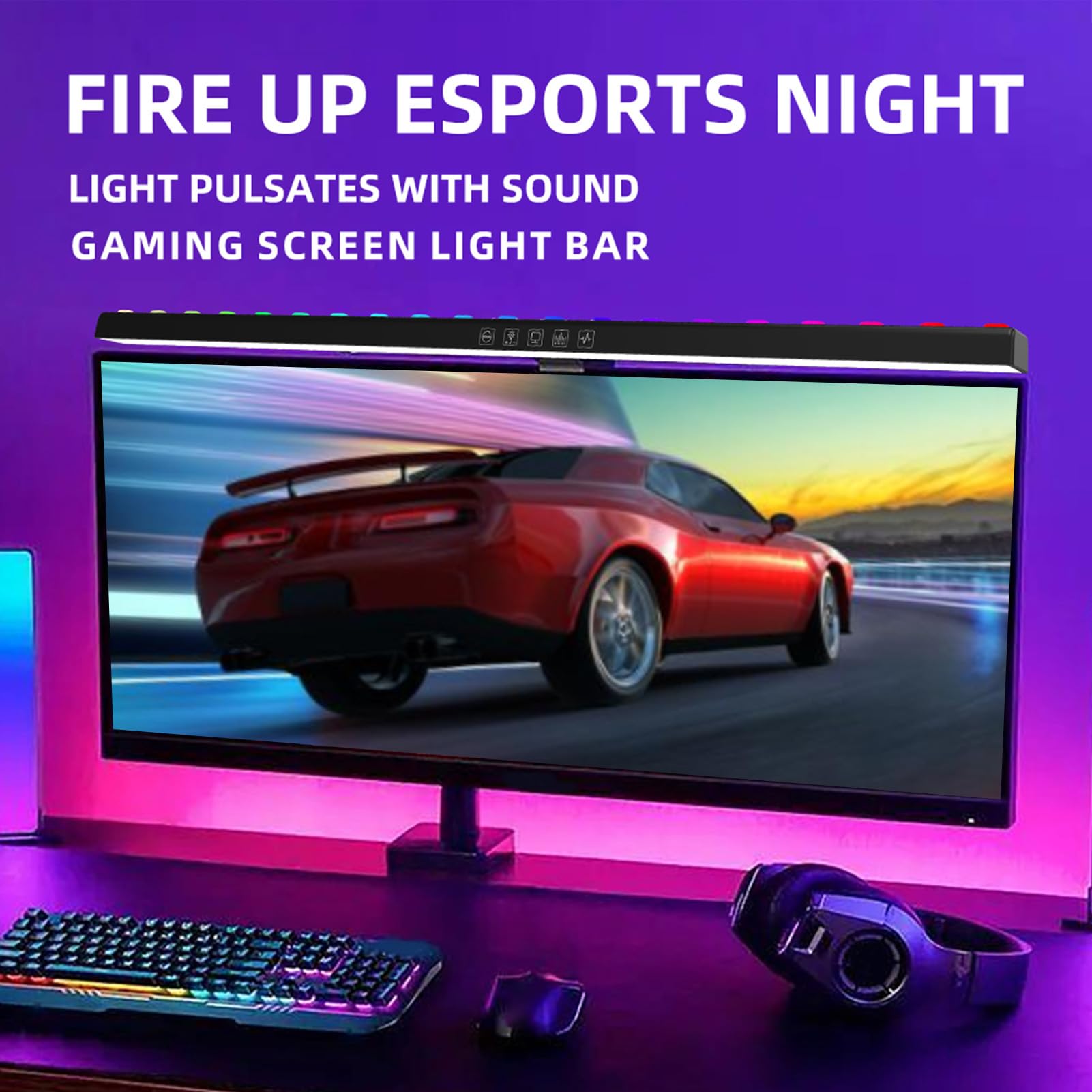 Barra Luminosa per Monitor di Computer, Regolazione Continua da 300 Lm Lampada da Scrivania per Monitor a Doppia Luce Barra Luminosa per Schermo RGB Protezione per gli Occhi