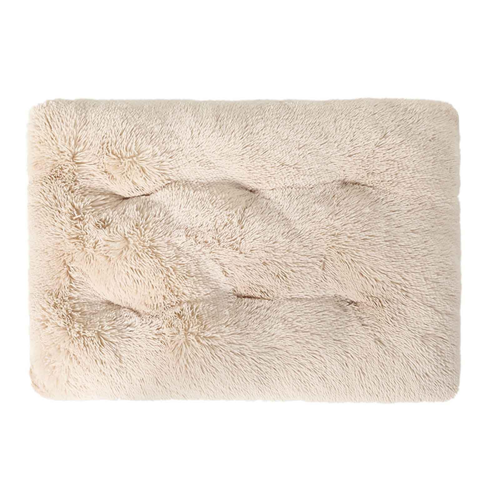 PJDDP Dog Crate Bed, Fluffy Dog Crate Mattress Washable, Calming Fluffy Anti Anxiety Dog Beds, Deluxe Plush Dog Mat with Anti-Slip Bottom for Large Medium Small Dogs,beige,XXL