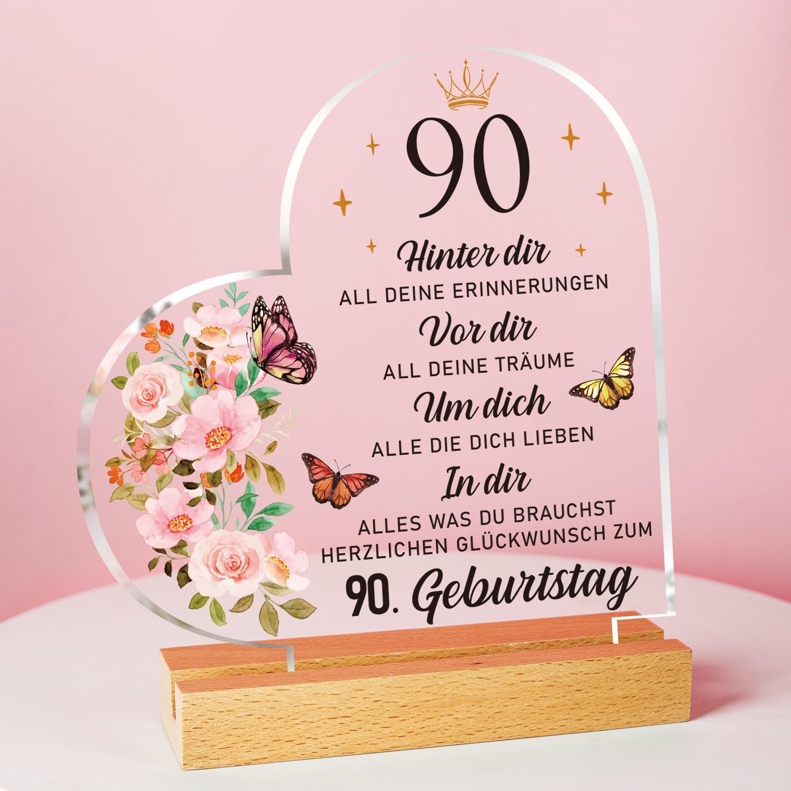 Geschenke Zum 90 Geburtstag Frau - Acryl Plakette Mit Inspirierender Gravur | 90. Geburtstag Frau, Deko 90. Geburtstag Frau, 90. Geburtstag Geschenkideen Für Mama, Schwester, Ehefrau, Kollegin