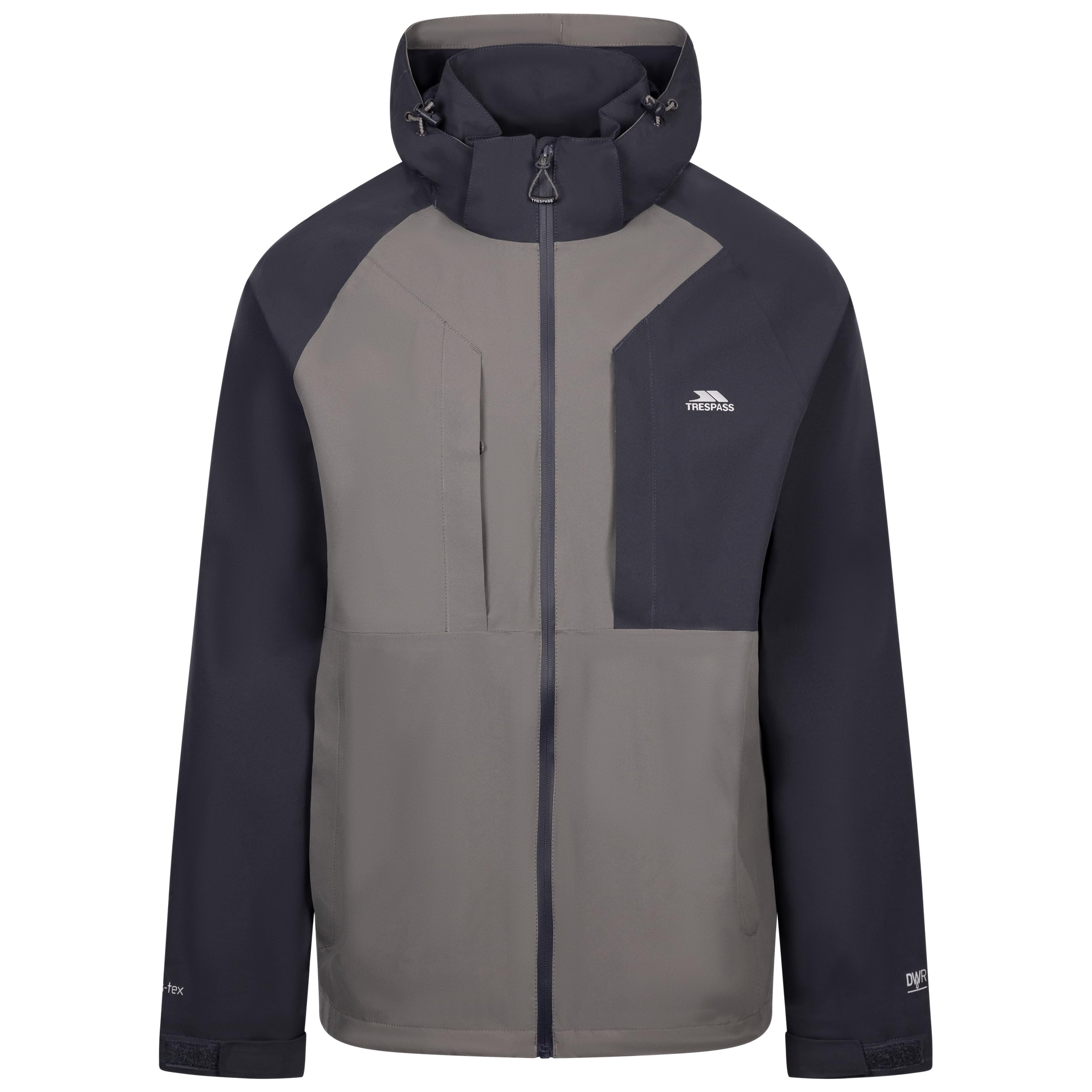 Trespass Mens Outdoor Waterproof Jacket Fala - Adjustable Zip-Off Hood, Water Repellent Front Zip, 4 Zip Pockets, Hem Drawcord, Adjustable Cuffs, Inner Pocket, Taffeta Lining, Windproof, Taped Seam