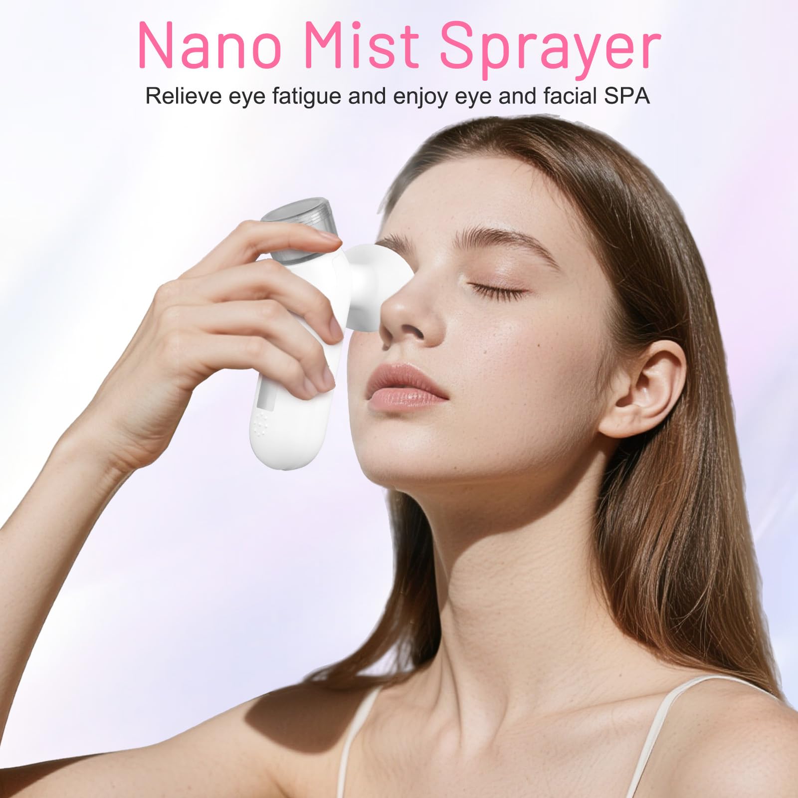 Nano máquina de vapor de ojos para cara seca, nano pulverizador de niebla de ojos con calor y modos de compresión fría, vaporizador de ojos recargable adecuado para el cuidado de la piel facial