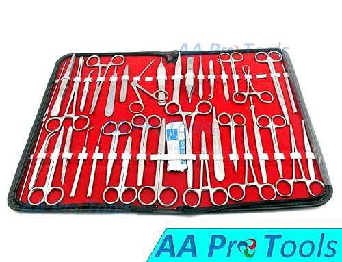 Miniatura 2 de AA PRO - Juego avanzado de 157 piezas para estudiantes de anatomía y biología con 1 tijera. Pinzas, hemostático, cuchillas, estuche. Juego de