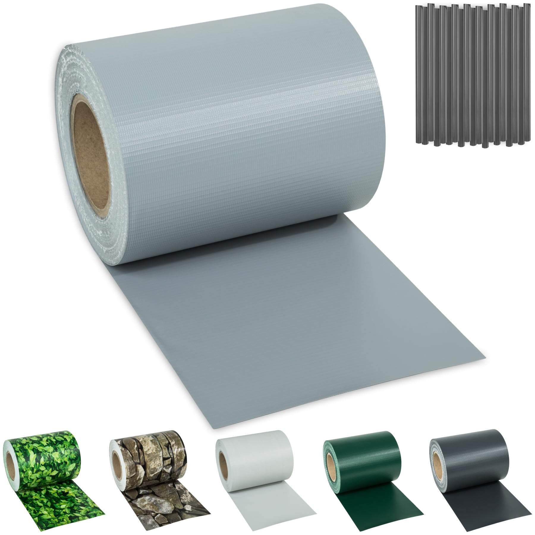 tectakeยฎ PVC Fence Screening, Temperature-Resistant Garden Screening Roll with Double-Sided Printing for Wind, Noise & UV Protection, Ideal Garden, Patio & Balcony Privacy Screen - 35 m, Grey