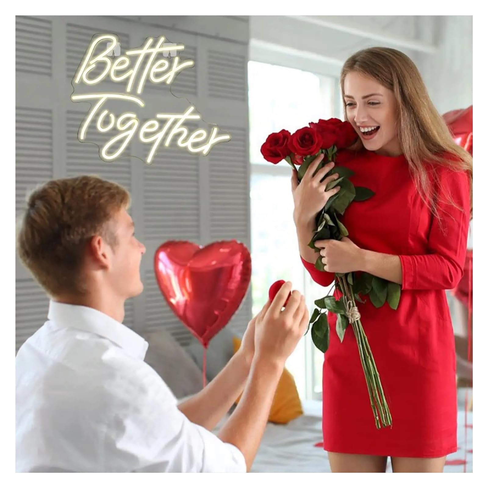 Home Bar Decor Better Together neonowy znak świetlny dekoracja lampa sztuka zaręczyny ślub sypialnia przyjęcie ściana lampka nocna (biała 42 x 35 cm)