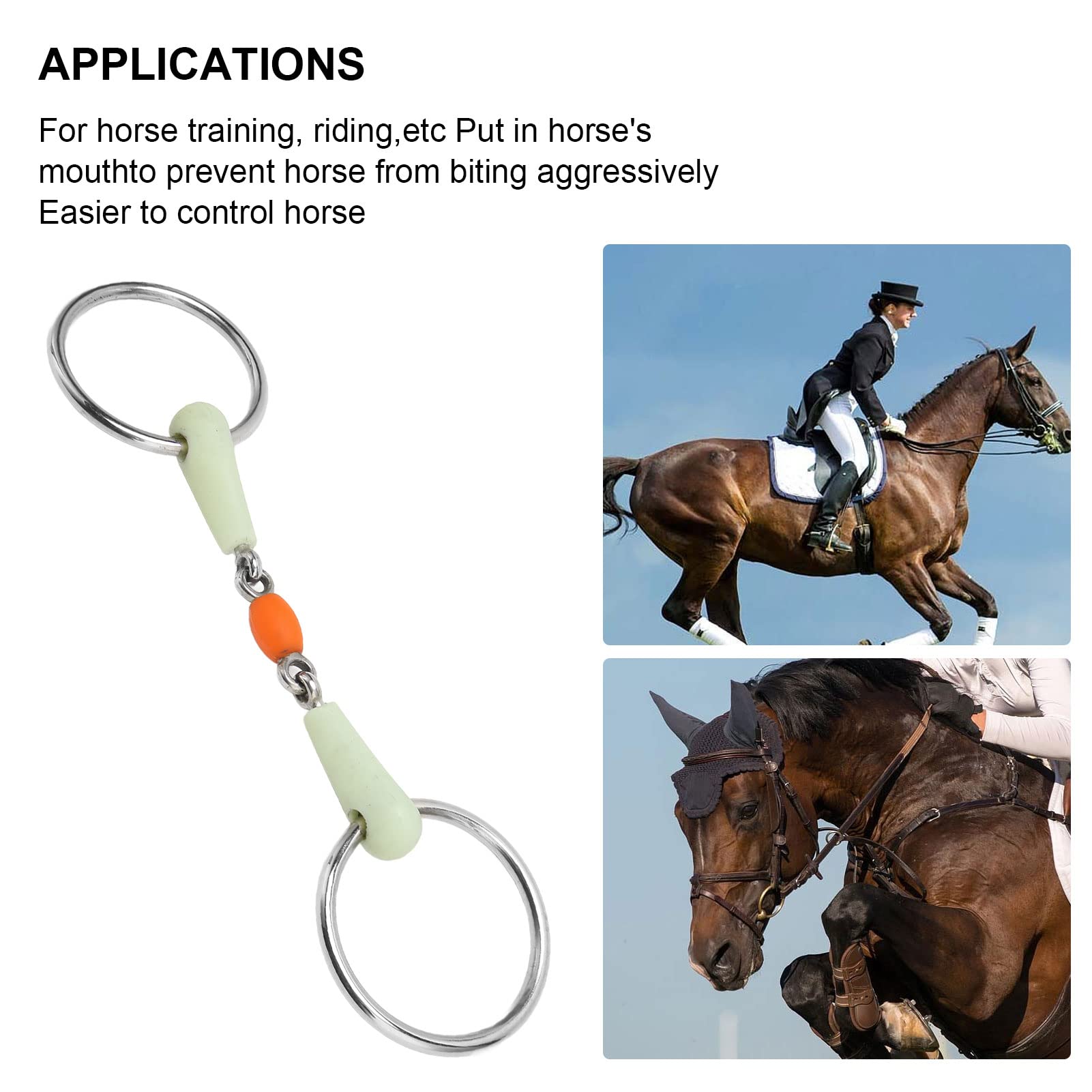 Bocado para Caballo, Fácil de controlar. Previene Las mordeduras. Superficie Lisa Envuelta en Goma. Un Bocado Cómodo para Tu Caballo. Anillo de Acero Inoxidable. Duradero para