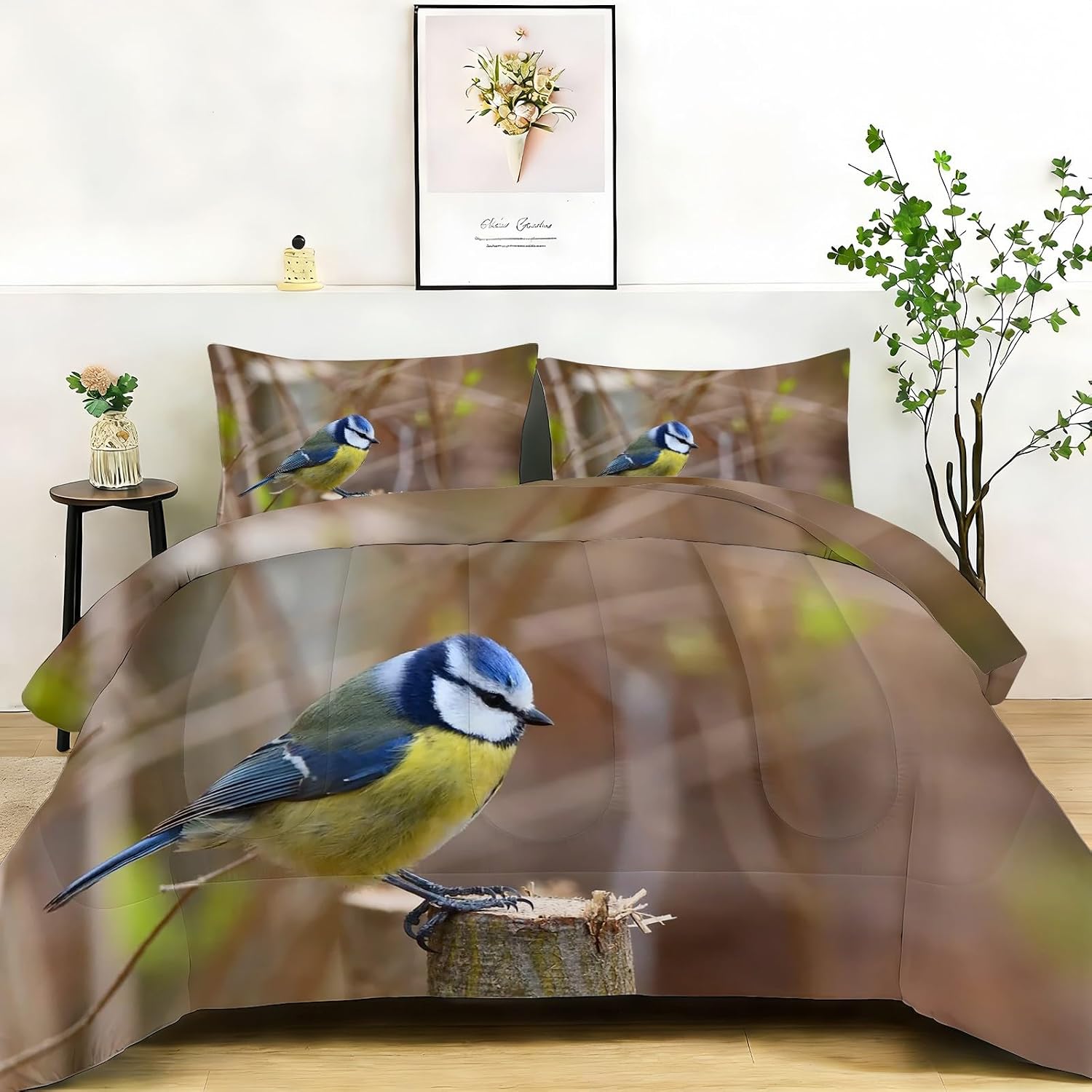 Tit Twin Comforter Set, Brown Twin Comforter Luxury Soft Microfiber Fluffy Printing Duvet Insert, Quilt with 2 Pillowcases for Kids and Adults YUb2960