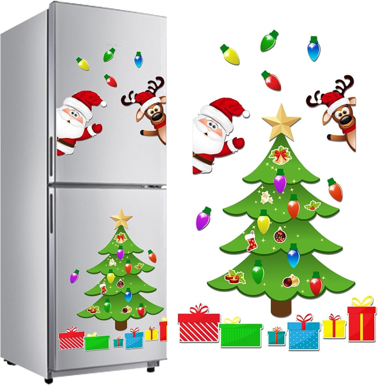 Magnetic Christmas Tree, Christmas Themed Magnetic Sticker, Christmas Refrigerator Magnets, Christmas Decorations for Tree for Refrigerator Garage