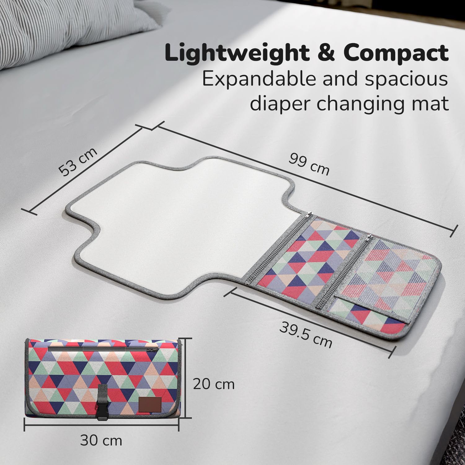 Lifelong Cuppy Portable Diaper Changing Mat for Baby | Wet Wipes Pocket | Travel Diaper Change Mat | Massage Mat for Home & Travel | Waterproof Foldable Baby Changing | Machine Washable - Image 3 thumbnail