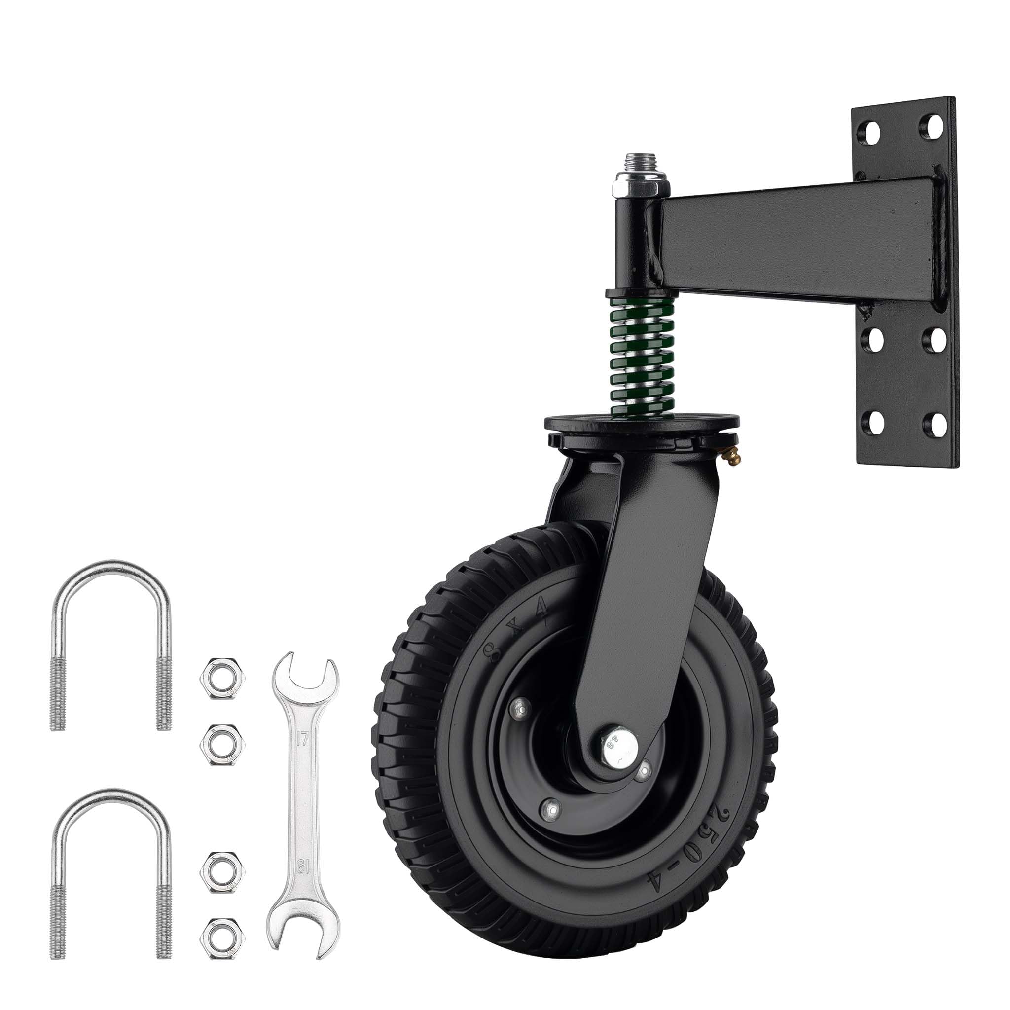Wiltec Heavy Duty Gate Wheel 200 mm Spring Loaded max. 275 kg Load Capacity, Single Castor with Brake, 360 Degree Swivel Wheel