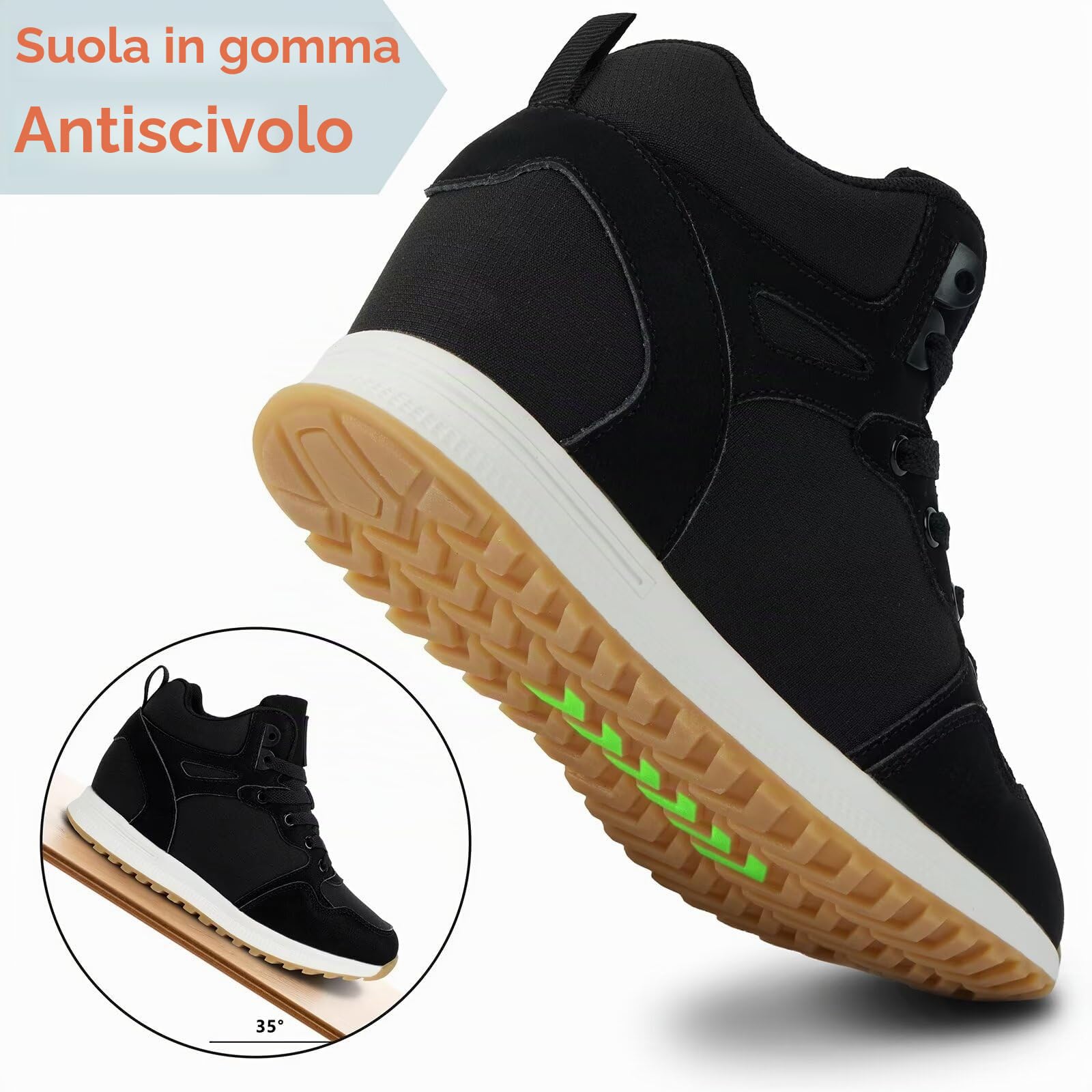 Sneakers con Zeppa Donna Scarpe da Ginnastica Basse Sportive Fitness Tacco Zeppa 6 CM