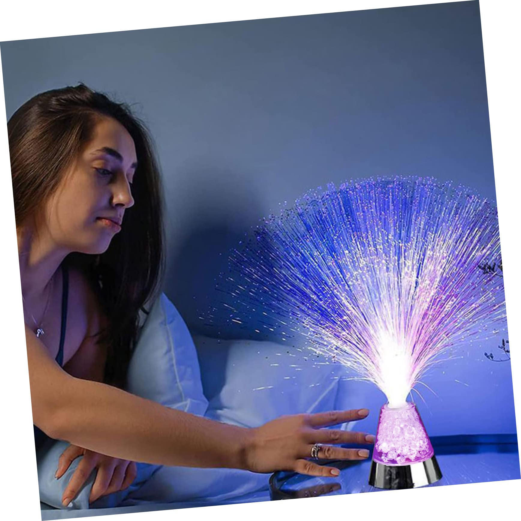 NUOBESTY Fiber Optic Color Changing Lamp Battery Powered Novelty Night Light Dynamic Home Decor Present for Friends Family Beautiful Warm Atmosphere