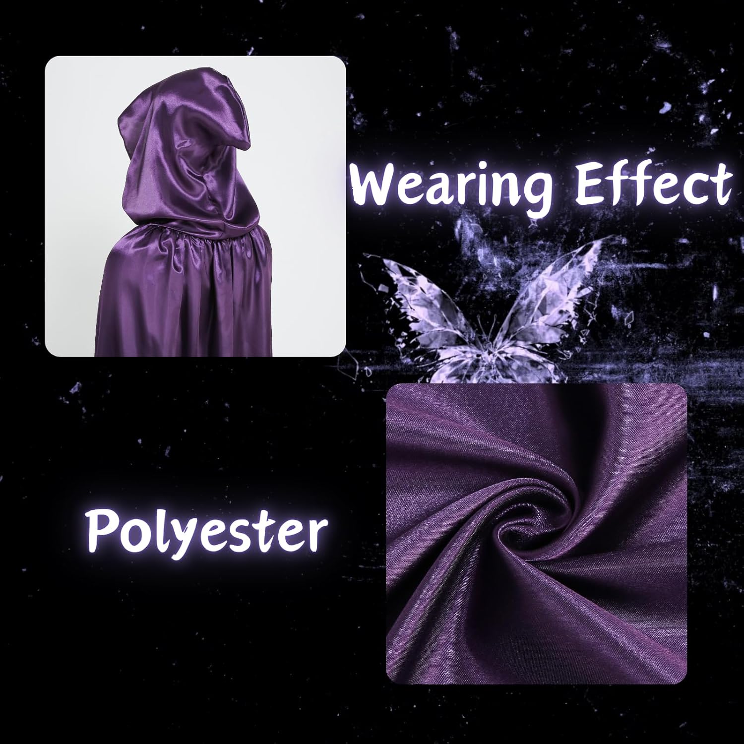 Colorful House Unisex Full Length Hooded Cape Christmas Halloween Costume Cloak/1PC (51.2", Purple) - Image 4