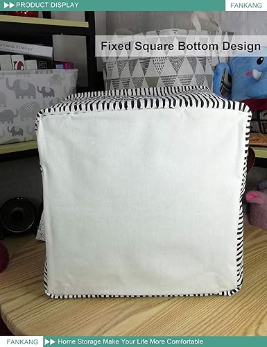 Miniatura 8 de FANKANG Cesto cuadrado de almacenamiento para guardería, cesta de lavandería de lona, plegable con revestimiento de polietileno impermeable,