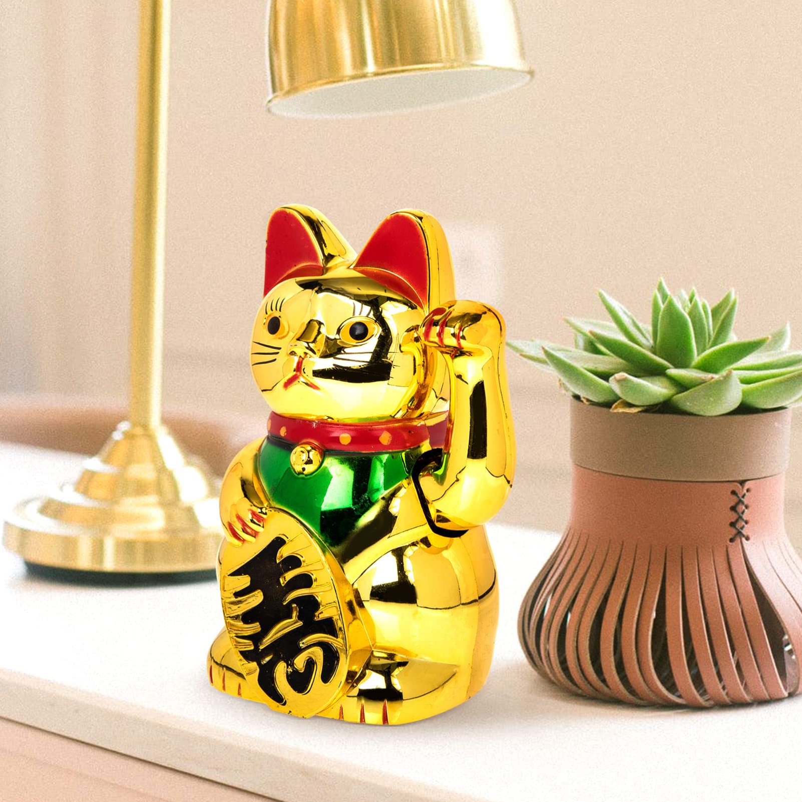 PRETYZOOM 5St Glückskatze Dekoration Maneki Thekendekor goldene Verzierungen Mini- für den einzug buisiness Winkende Handpfote nach Oben Katze Haushalts-Desktop- Plastik