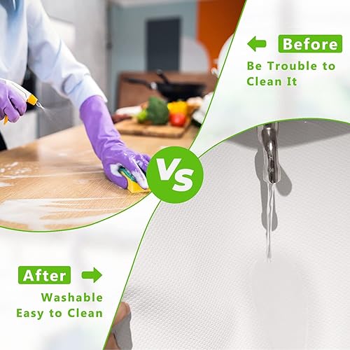 Miniatura 5 de WochiTV Revestimiento de estante para armarios, cajones de 17.5 pulgadas x 10 pies, de plástico EVA no adhesivo, impermeables, tapetes protectores