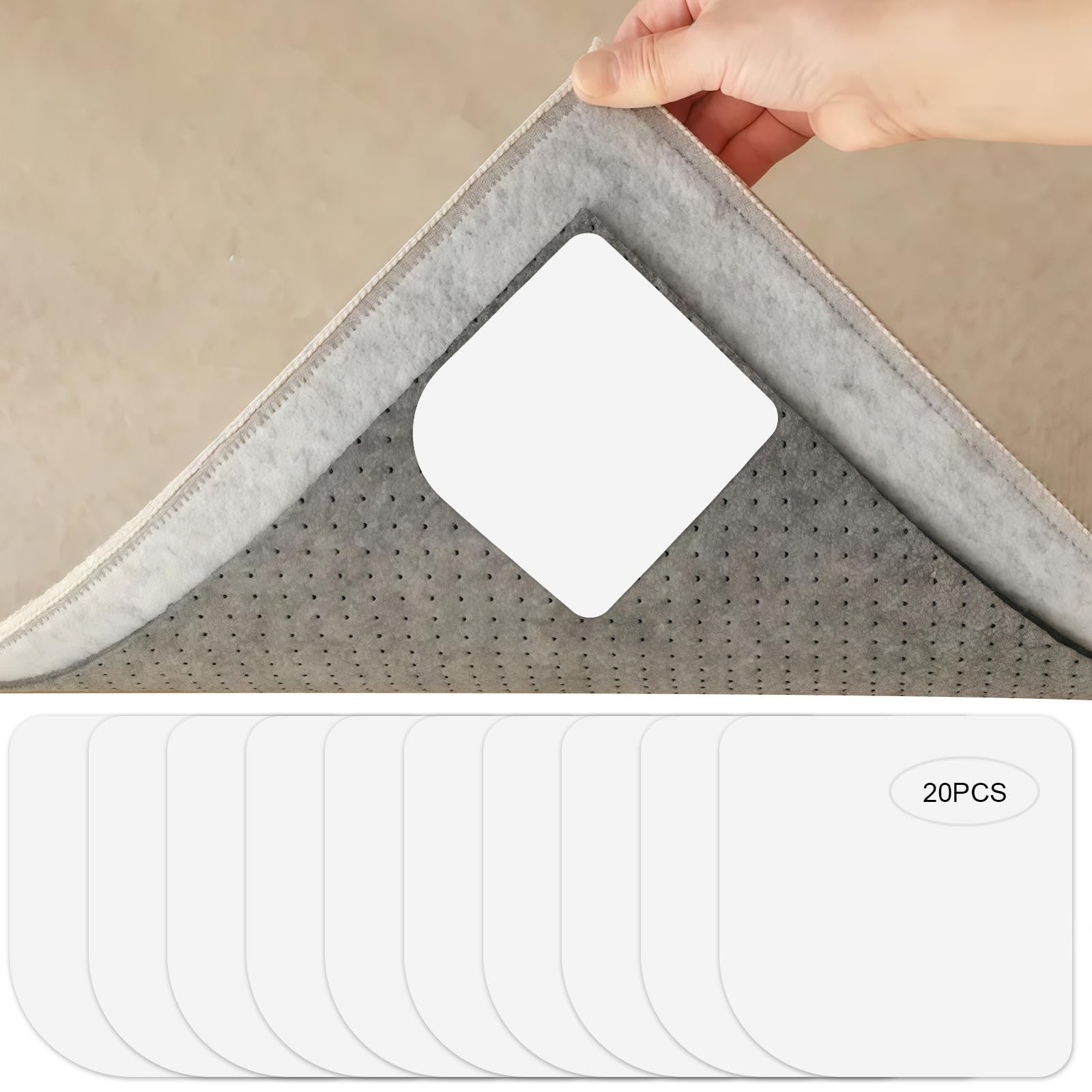 Carpet Grippers, 10 Pairs Non-Slip Carpet Grippers, Carpet Stickers for Carpets, Non-Slip Carpet Underlay, Fasteners, 10 x 10 cm-image-49