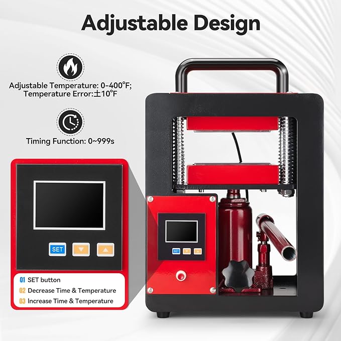 Prensa Térmica Hidráulica Portátil 5 Toneladas, Placa Doble 2.4 x 4.7 Pulgadas miniatura 6