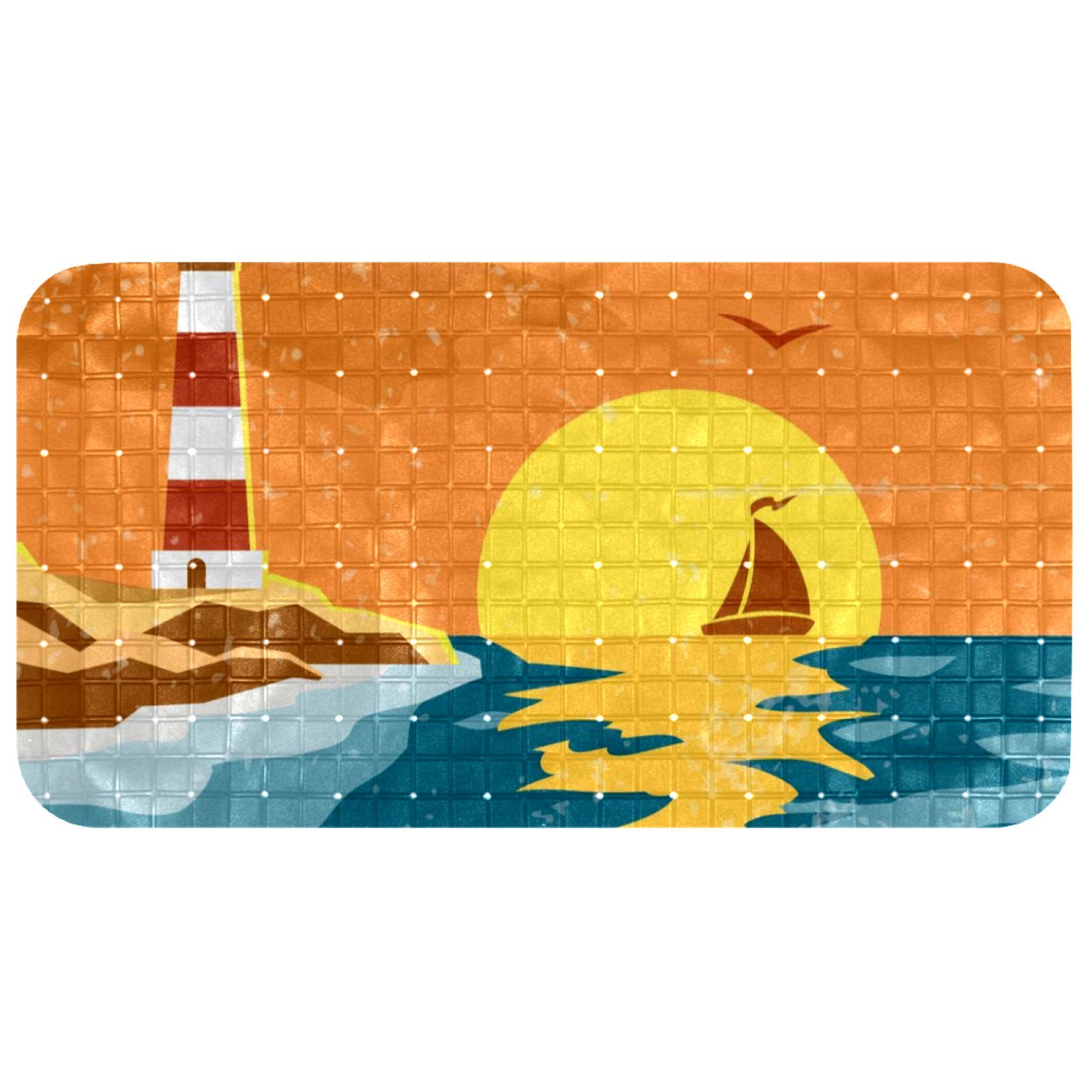 Tapis de baignoire phare de mer antidérapant douche 37,3x68,3 cm
