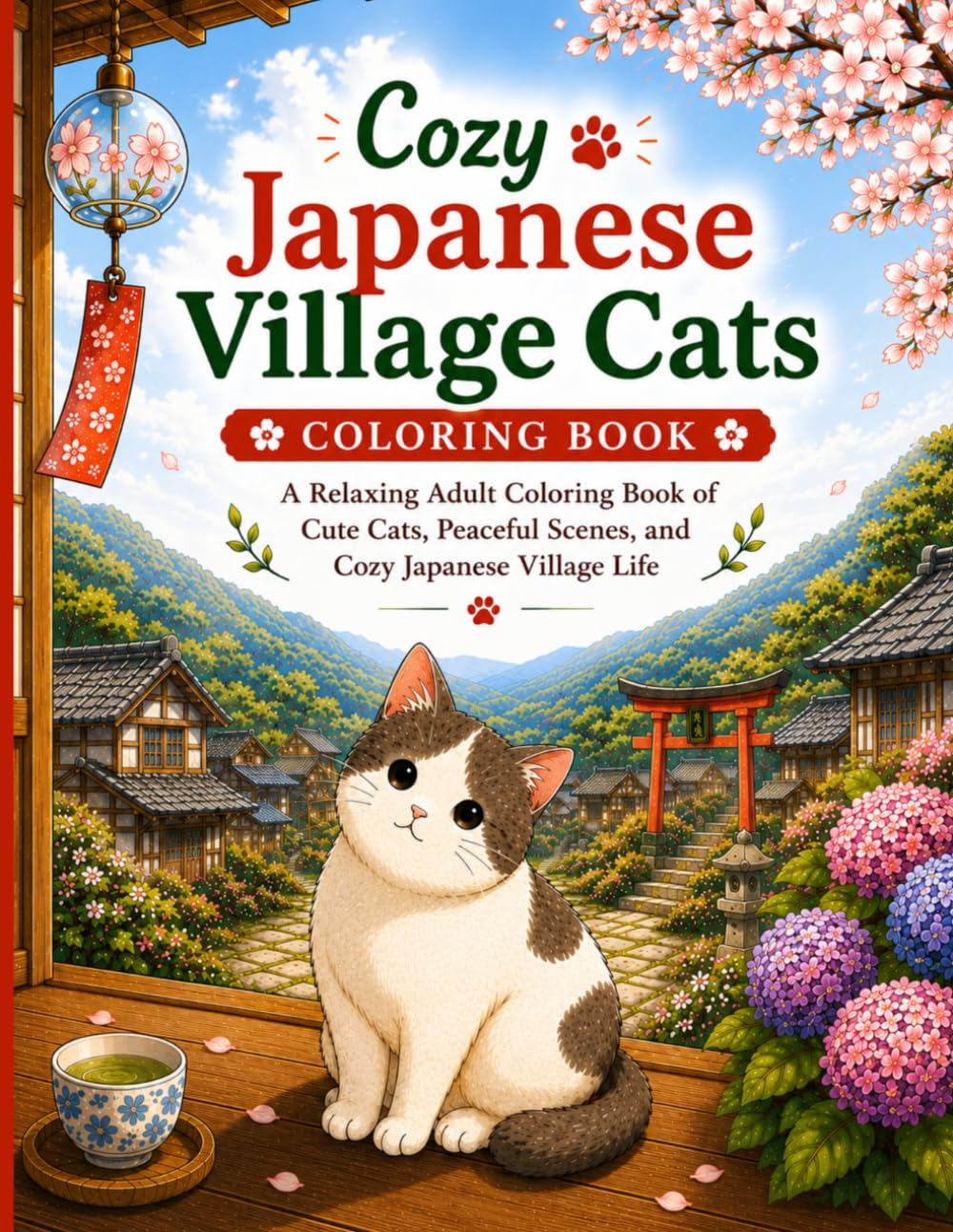 Cozy Japanese Village Cats Coloring Book: A Relaxing Adult Coloring Book of Cute Cats, Peaceful Scenes, and Cozy Japanese Village Life (Cozy Japanese Cats)