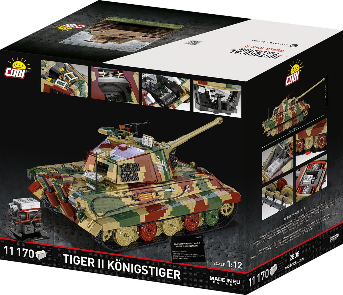 Tiger II Königstiger Scale 1:12, 86cm x 32.5cm x 29cm, Dreifarbig