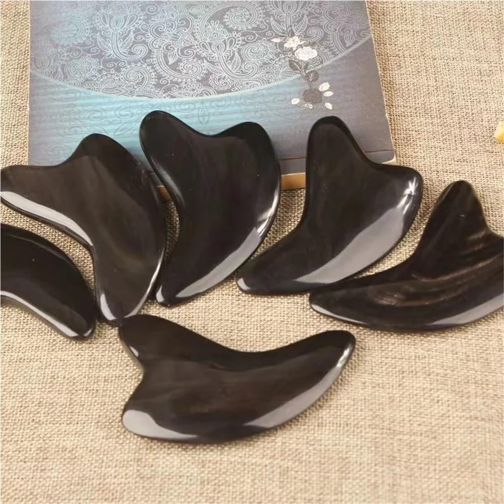 Gua Sha-Massagegerät for das Gesicht, schwarzes Hornbrett for die traditionelle Therapie des Körpers und des Gesichts, Anti-Aging-Hautpflege(Thickness 12mm)